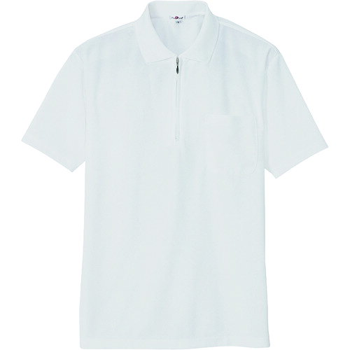 ■アイトス 吸汗速乾(クールコンフォート)半袖ジップポロシャツ(男女兼用) ホワイト L 10581001L(1431610)[送料別途お見積り][法人限定][掲外取寄]