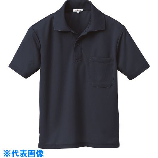 ■アイトス 吸汗速乾(クールコンフォート)半袖ポロシャツ(男女兼用) ネイビー L 10579008L(1431651)[送料別途お見積り][法人限定][掲外取寄]