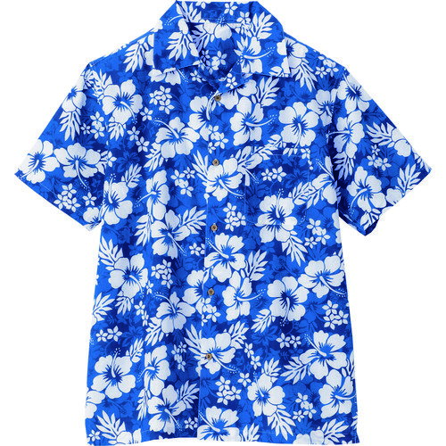 ■アイトス アロハシャツ(ハイビスカス)(男女兼用) ブルー 3S 561020063S(1431774)[送料別途見積り][法人・事業所限定][掲外取寄]