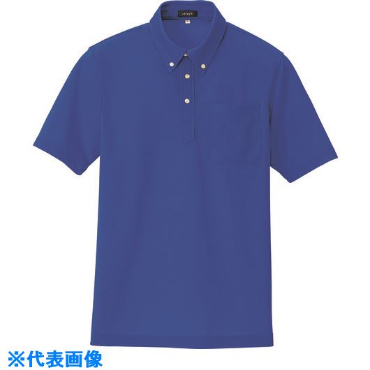 ■アイトス 吸汗速乾(クールコンフォート)半袖ボタンダウンポロシャツ(男女兼用) ロイヤルブルー 6L 105990066L(1433214)[送料別途お見積り][法人限定][掲外取寄]