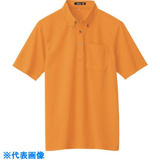 ■アイトス 吸汗速乾(クールコンフォート)半袖ボタンダウンポロシャツ(男女兼用) ハイパーオレンジ 4L 105990934L(1433246)[送料別途お見積り][法人限定][掲外取寄]