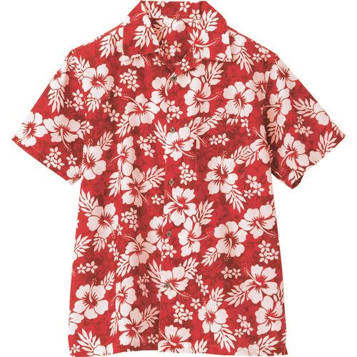 ■アイトス アロハシャツ(ハイビスカス)(男女兼用) レッド 3S 561020093S(1433322)[送料別途見積り][法人・事業所限定][掲外取寄]
