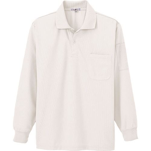 ■アイトス 吸汗速乾(クールコンフォート)ペン差し付長袖ポロシャツ(男女兼用) ホワイト L 10600001L(1434781)[送料別途お見積り][法人限定][掲外取寄]