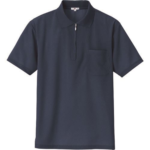 ■アイトス 吸汗速乾(クールコンフォート)半袖ジップポロシャツ(男女兼用) ネイビー 3L 105810083L(1436347)[送料別途お見積り][法人限定][掲外取寄]