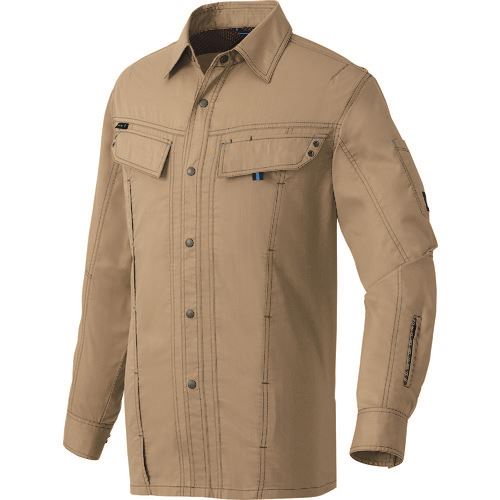 ■アイトス 長袖シャツ(男女兼用) カーキ M 30535025M(1436441)[送料別途お見積り][法人限定][掲外取寄]