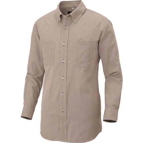 ■アイトス 長袖ボタンダウンシャツ(コードレーン)(男女兼用) モカ LL 50401122LL(1436481)[送料別途見積り][法人・事業所限定][掲外取寄]