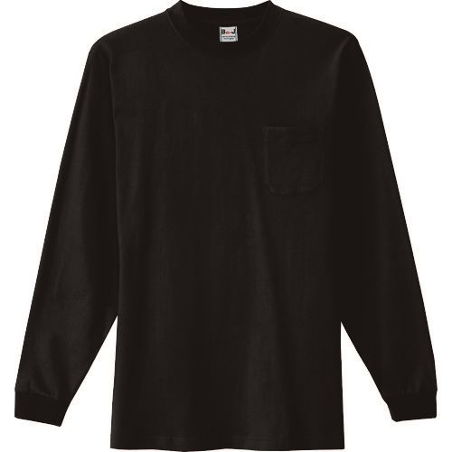 ■アイトス 長袖Tシャツ(ポケット付)(男女兼用) ブラック LL 10530010LL(1437896)[送料別途見積り][法人・事業所限定][掲外取寄]