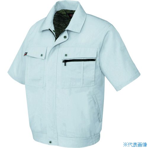 ■アイトス 半袖ブルゾン(無地)(男女兼用) シルバーグレー L 5591003L(1443806)[送料別途見積り][法人・..