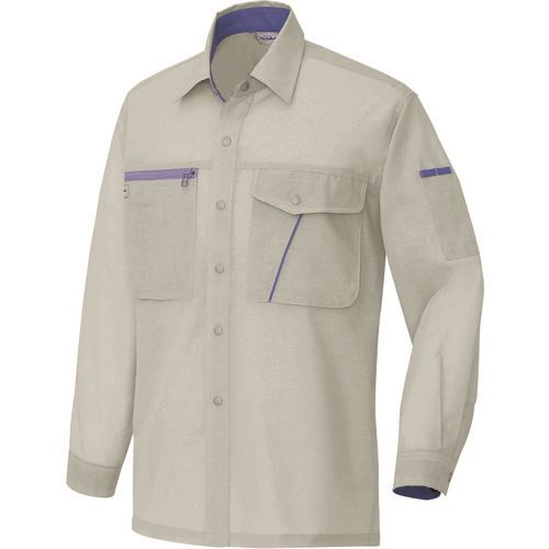 ■アイトス 長袖シャツ(男女兼用) アースグレー L 235003L(1445516)[送料別途お見積り][法人限定][掲外..