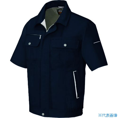 ■アイトス 半袖ブルゾン(男女兼用) ブラック×シルバーグレー 3L 55610103L(1446972)[送料別途見積り][法人・事業所限定][掲外取寄]