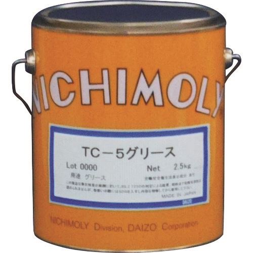 オレンジブック トラスコ中山　TRUSCOニチモリ TC-5グリース 2.5Kg 〔品番:1120303250〕[ 注番:1448317]特長●有機モリブデンを配合し、耐摩耗性に優れます。●付着性が高く、耐水性、防錆性に優れています。●耐スティックスリップ性および消音性に優れます。●増ちょう剤としてアルミ複合石ケンを使用しており、耐熱性に優れます。●粘着性が高いため、べアリング用には適していません。●この製品はNo.2（2号ちょう度）のみです。用途●クラッチのスプライン部用の潤滑に。●各種ギヤー用の潤滑、消音用のグリースとして。仕様●色：黄色●容量(kg)：2.5●使用温度範囲(℃)：-10〜180仕様2材質/仕上セット内容/付属品注意原産国（名称）日本JANコード本体質量2.5kgオレンジブック トラスコ中山　TRUSCOニチモリ TC-5グリース 2.5Kg 〔品番:1120303250〕[注番:1448317][本体質量：2.5kg]《包装時基本サイズ：345×510×195》〔包装時質量：18kg〕分類》化学製品》化学製品》グリス・ペースト☆納期情報：オレンジブック掲載以外でメーカー直送品【法人限定＝会社名ご記入お願い致します。】
