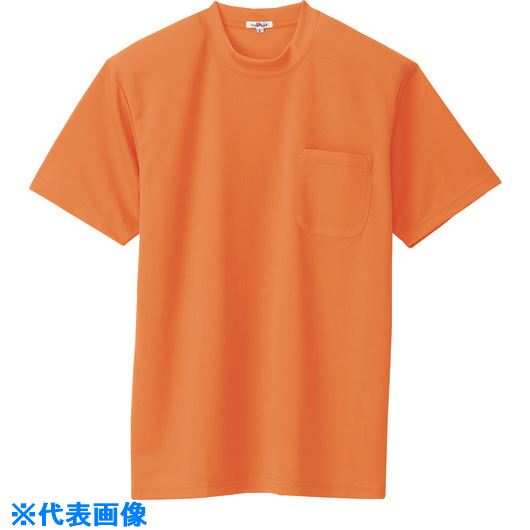 ■アイトス 吸汗速乾(クールコンフォート)半袖Tシャツ(ポケット付)(男女兼用) オレンジ M 10576063M(1448906)[送料別途お見積り][法人限定][掲外取寄]
