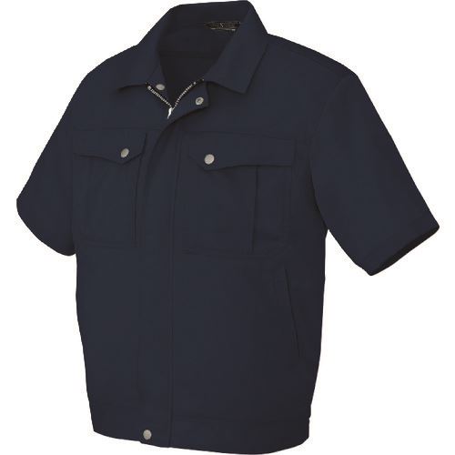 ■アイトス 半袖ブルゾン(男女兼用) ネイビー 4L 56610084L(1450152)[送料別途見積り][法人・事業所限定..