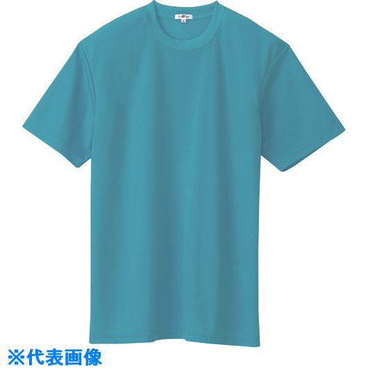 ■アイトス 吸汗速乾(クールコンフォート)半袖Tシャツ(ポケット無し)(男女兼用) ターコイズ 5L 105740275L(1450530)[送料別途お見積り][法人限定][掲外取寄]