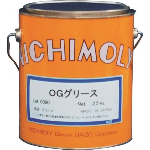 オレンジブック トラスコ中山　TRUSCOニチモリ OGグリース 2.5Kg 〔品番:1120240250〕[ 注番:1451377]特長●二硫化モリブデンを高濃度に配合し、耐荷重性、耐摩耗性に優れます。●特殊ポリマーを配合し、抜群の付着力で耐水性、耐候性に優れています。●増ちょう剤としてウレア化合物を使用しており、耐熱性に優れています。●粘着性が高いため、べアリング用には適していません。用途●大型のオープンギヤーの長期潤滑に。●その他、屋外で使用される建設機械や大型機器の摺動部の潤滑に。仕様●色：灰黒色●容量(kg)：2.5●使用温度範囲(℃)：-10〜180仕様2材質/仕上セット内容/付属品注意原産国（名称）日本JANコード本体質量2.5kgオレンジブック トラスコ中山　TRUSCOニチモリ OGグリース 2.5Kg 〔品番:1120240250〕[注番:1451377][本体質量：2.5kg]《包装時基本サイズ：345×510×195》〔包装時質量：18kg〕分類》化学製品》化学製品》グリス・ペースト☆納期情報：オレンジブック掲載以外でメーカー直送品【法人限定＝会社名ご記入お願い致します。】