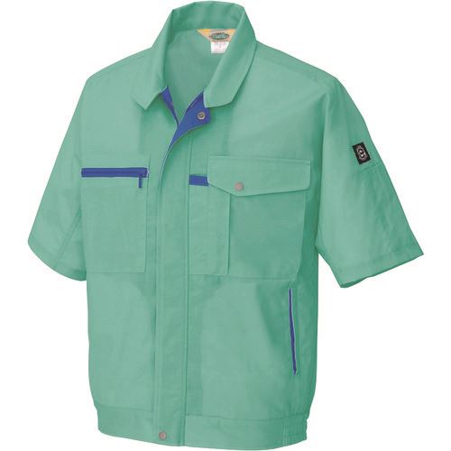 ■アイトス 半袖ブルゾン(男女兼用) エメラルドグリーン 6L 53610246L(1451697)[送料別途見積り][法人・事業所限定][掲外取寄]