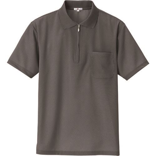 ■アイトス 吸汗速乾(クールコンフォート)半袖ジップポロシャツ(男女兼用) チャコールグレー 3L 105810443L(1452114)[送料別途お見積り][法人限定][掲外取寄]