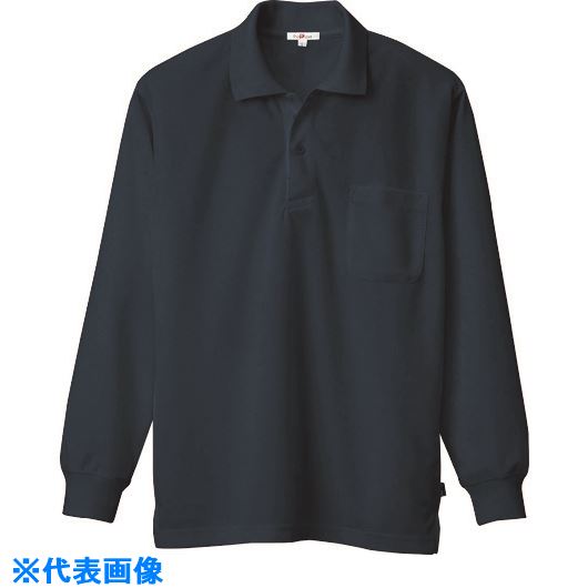 ■アイトス 吸汗速乾(クールコンフォート)長袖ポロシャツ(男女兼用) ネイビー 6L 105780086L(1452127)[送料別途お見積り][法人限定][掲外取寄]