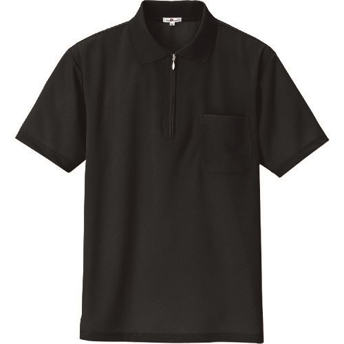 ■アイトス 吸汗速乾(クールコンフォート)半袖ジップポロシャツ(男女兼用) ブラック M 10581010M(1452143)[送料別途お見積り][法人限定][掲外取寄]