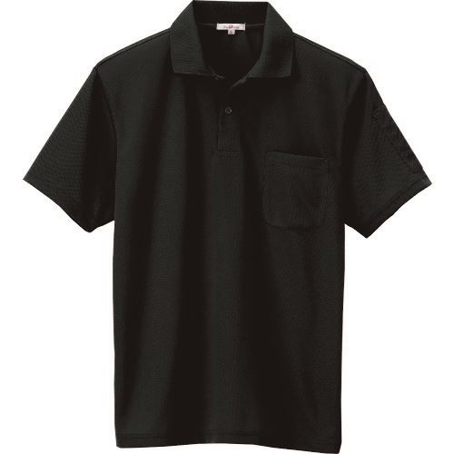 ■アイトス 吸汗速乾(クールコンフォート)ペン差し付半袖ポロシャツ(男女兼用) ブラック L 10601010L(1453642)[送料別途お見積り][法人限定][掲外取寄]