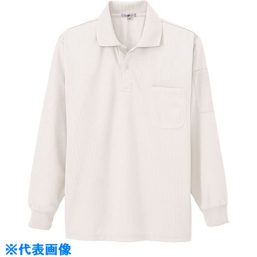 ■アイトス 吸汗速乾(クールコンフォート)ペン差し付長袖ポロシャツ(男女兼用) ホワイト S 10600001S(1453666)[送料別途お見積り][法人限定][掲外取寄]