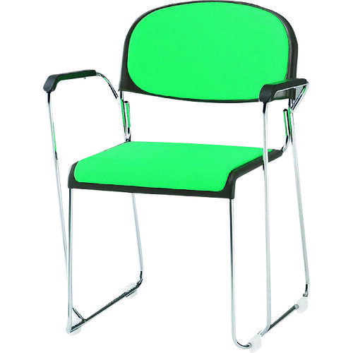 ■TOKIO ミーティングチェア メッキ脚肘付 クリアグリーン FNM10ACGN(1463052)[送料別途見積り][法人・事業所限定][外直送]