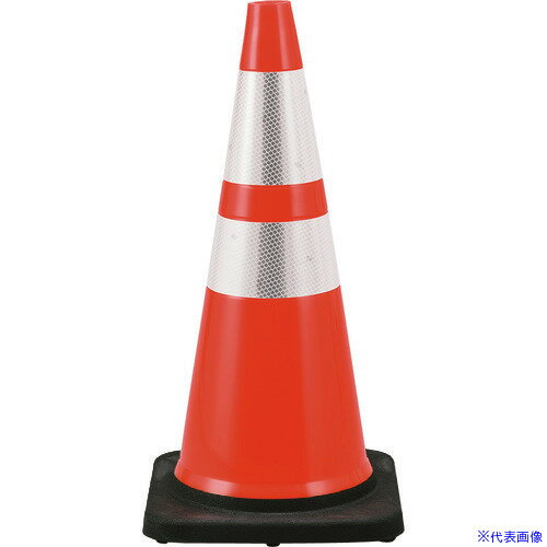 ■緑十字 コーン 赤/白反射シート PVCコーン−RH 高さ:710mm ベース:360mm角 高輝度反射タイプ PVC製 116..