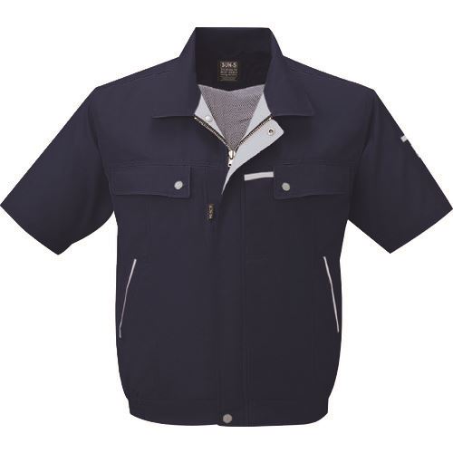 ■サンエス 夏 半袖ブルゾン ディープネイビー色 4Lサイズ WA10450234L(1518653)[送料別途見積り][法人..