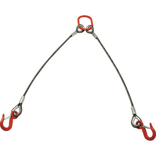 ■TRUSCO 2本吊り玉掛けワイヤロープスリング アルミロックスリング フック付き 6mmX1m TWEL2P6S1(1606388)