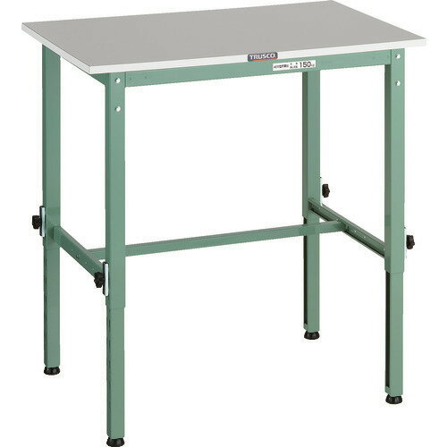 ■TRUSCO 軽荷重作業台高さ調節式(150kg)RAEM2型 RoHS2対応天板 900X600XH650〜950 グリーン色 RAEM2096..
