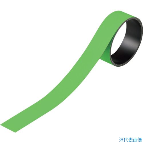 ■緑十字 テープ状カラーマグネット 緑 マグネ25G 25mm幅×1m×0.8mm 片面磁力 312042(1671771)