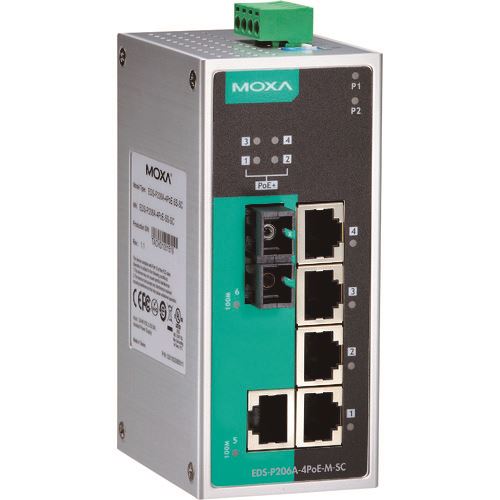 ��MOXA 6�ݡ���(RJ45 PoE��4��RJ45��1���ޥ���⡼��ST���ͥ�����1) ����ޥ͡����� �������ͥåȥ����å� �磻�ɲ��٥�ǥ� EDSP206...