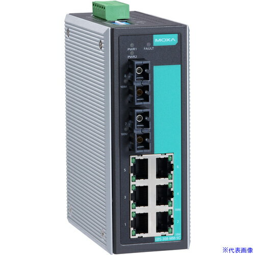 ■MOXA 8ポート(RJ45×6、マルチモードSCコネクタ×2) アンマネージド イーサネットスイッチ EDS308MMSC(1688233)[法人限定][直送元]