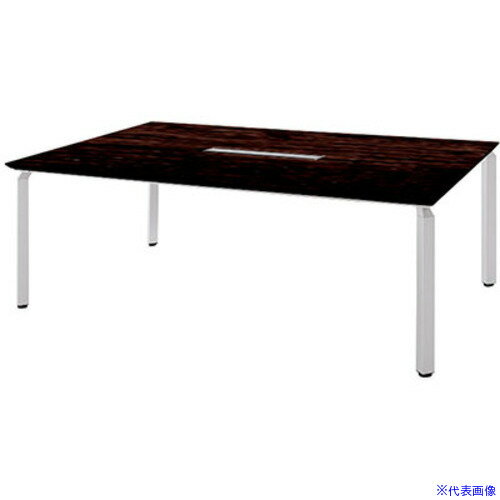 ■NAIKI ミーティングテーブル(配線付 ウエイク WK型/天板:ダークウォールナット 脚:シルバー/W2100×D1200×H700 WK21125HSVWN(1746550)[送料別途お見積り][法人限定][外直送]