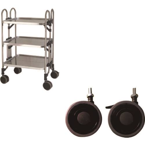 ■トクヤマ ステンレス 折りたたみ式ワゴン 振動吸収キャスター FEA3SP(1768979)[送料別途お見積り][法..