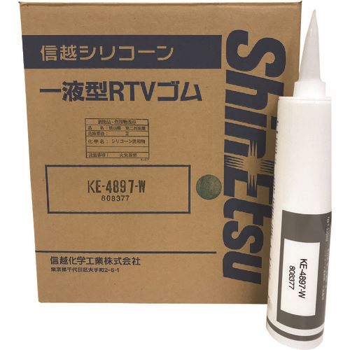 オレンジブック トラスコ中山　TRUSCO信越 シーリング 低分子シロキサン低減タイプ 330ml 白色 〔品番:KE4897W330〕[ 注番:1772881]特長●低分子シロキサン低減タイプです。●腐食と臭いがほとんどなく、ストレスクラック特性に優れています。●高粘度タイプです。用途●一般電気用。仕様●色：白●容量(ml)：330●使用温度範囲(℃)：-40〜180仕様2材質/仕上●主成分：シリコーンセット内容/付属品注意●各種被着体に応じてプライマーを適宜使用してください。●20本単位元払い●当製品は日本国内仕様製品のため輸出ができません。輸出の場合別途ご相談下さい、海外仕様製品の御見積りを致します。価格、ロット、納期等が変わる場合がございます。●作業の際は手袋などの保護具を着用してください。原産国（名称）日本JANコード本体質量404gオレンジブック トラスコ中山　TRUSCO信越 シーリング 低分子シロキサン低減タイプ 330ml 白色 〔品番:KE4897W330〕[注番:1772881][本体質量：404g]《包装時基本サイズ：2550×1050×3100》〔包装時質量：408g〕分類》化学製品》接着剤・補修剤》工業用シーリング剤☆納期情報：メーカー取り寄品（弊社より発送）