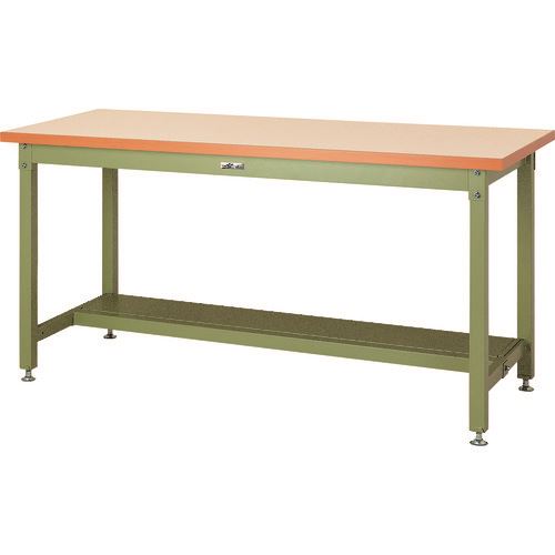 オレンジブック トラスコ中山　TRUSCOヤマテック 重量作業台 ワークテーブル スーパータイプ 半面棚板付 W1500×D750×H900mm アイボリー/ヤマテックグリーン 〔品番:SSMH1575TIG〕[ 注番:1779964]特長...