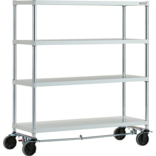 ■TRUSCO スチールラック フェニックスラック 1200X450 4段 U車輪4輪S付 W色 抗菌粉体塗装 PER4444U125B..