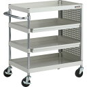 ■TRUSCO ツールワゴン フェニックスワゴン 抗菌 省音 750X500 スライド2段 側面パネル付 ホワイト PEW972M2PLW(1832718)