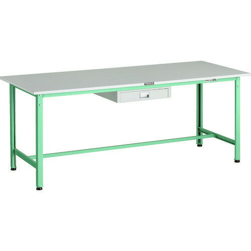 ■TRUSCO 軽荷重作業台(300kg)AE型 1800X750XH740 薄型1段引出し付 ヤンググリーン色 RAE1800UDC1YG(1833831)[法人限定][直送元]