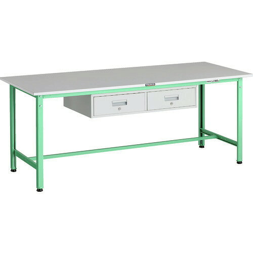 オレンジブック トラスコ中山　TRUSCOTRUSCO 軽荷重作業台(300kg)AE型 1800X750XH740 2列引出し付 ヤンググリーン色 〔品番:RAE1800FL2YG〕[ 注番:1833895]特長●深めの引出しを2列設置しており、工具などの保管に大変便利です。●引出しは使い勝手に応じて使いやすい位置に取り付けできます。●主要部が溶接構造のため耐久性に優れています。●リノリューム張天板を使用し、表面は細かい凹凸があり滑りにくく適度な弾力性があり防水性・耐油性・防汚性に優れています。仕様●天板材質：リノリューム張●間口(mm)：1800●奥行(mm)：750●高さ(mm)：740●脚部カラー：ヤンググリーン(YG)●アジャスターねじサイズ：M16×2.0●引出し：2列1段 FL-2（W・グリーン）●均等荷重(kg)：300●カタログ表記品番：RAE-1800FL2（色記号）●引出し内寸(mm)間口×奥行×深さ：380×445×111仕様2●FL−2W付●アジャスター調整範囲(mm)：20材質/仕上●天板：リノリューム張天板●本体：スチールセット内容/付属品●引出し：2列1段 FL-2W注意●車上渡しのため、お客様での荷降ろしが必要です。●W、DG、YG色の場合引き出しはW色になります。●提供不可：chemSHERPA原産国（名称）日本JANコード4989999333022本体質量61kgオレンジブック トラスコ中山　TRUSCOTRUSCO 軽荷重作業台(300kg)AE型 1800X750XH740 2列引出し付 ヤンググリーン色 〔品番:RAE1800FL2YG〕[注番:1833895][本体質量：61kg]分類》物流・保管用品》作業台》軽荷重作業台☆納期情報：メーカー直送品（送料元払い）【法人限定＝会社名ご記入お願い致します。】 ※北海道・沖縄・離島は運賃別途商品も含む