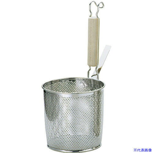 ■TKG UK18-8パンチング木柄底平煮ざる 中 ANZ05002(1867324)[送料別途見積り][法人・事業所限定][掲外..