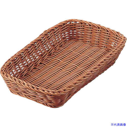 ■TKG 萬洋 樹脂バスケット 角長 40cm浅型 ナチュラル(茶) WBS2402(1939613)[送料別途見積り][法人・事..