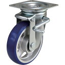 ■ユーエイ プレート式 自在 キャスター プレミアムウレタン 車輪径150mm ストッパー付き PMタイプ PMS-LB(R)型 取付寸法94×94(87×87...