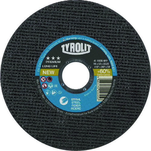 ■TYROLIT 切断砥石 ロングライフ 125X1.6X22.23mm 34332756(1953495)