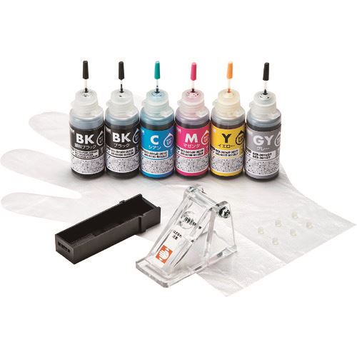 ■SANWA 詰め替えインク BCI-380PGBK・381BK・C・M・Y・GY用 INKC381S30S6(2005428)[法人限定][外直送元]
