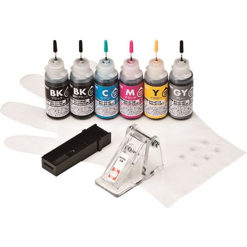 ■SANWA 詰め替えインクBCI-370PGBK・371BK・C・M・Y・GY用 INKC371S30S6(2007132)[法人限定][外直送元]