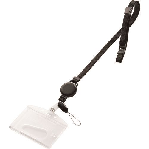 ■SANWA リール付ストラップ(ハードタイプIDケース付) DGSTR1(2008743)[送料別途お見積り][法人限定][掲..