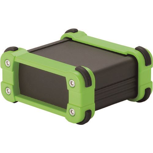 ■タカチ コーナーガード付アルミケースアルミパネルタイプ ブラック/ライム EXP24929BL(2013078)[法人・事業所限定][外直送元]