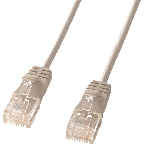 ■SANWA カテゴリ6準拠極細LANケーブル(ライトグレー、7m) KBSL607(2013422)[送料別途お見積り][法人限..